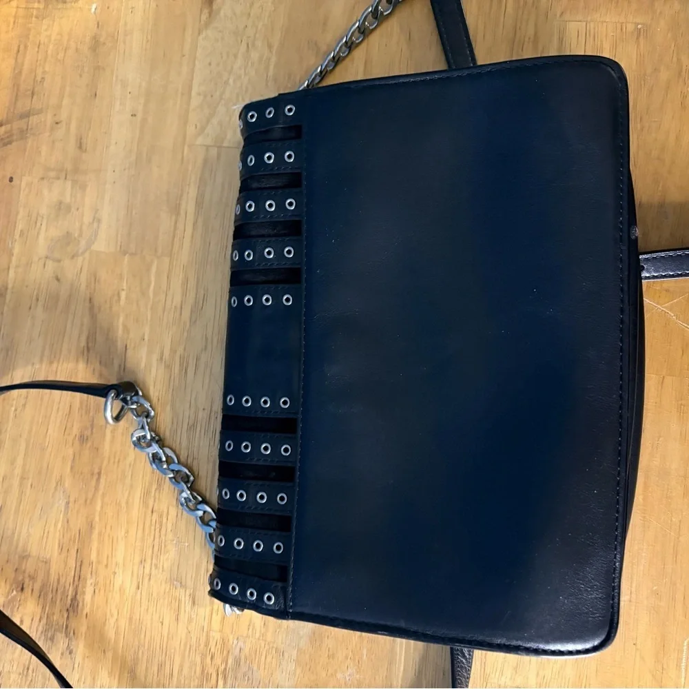 Michael Kors Black Crossbody Bag with Silver Accents